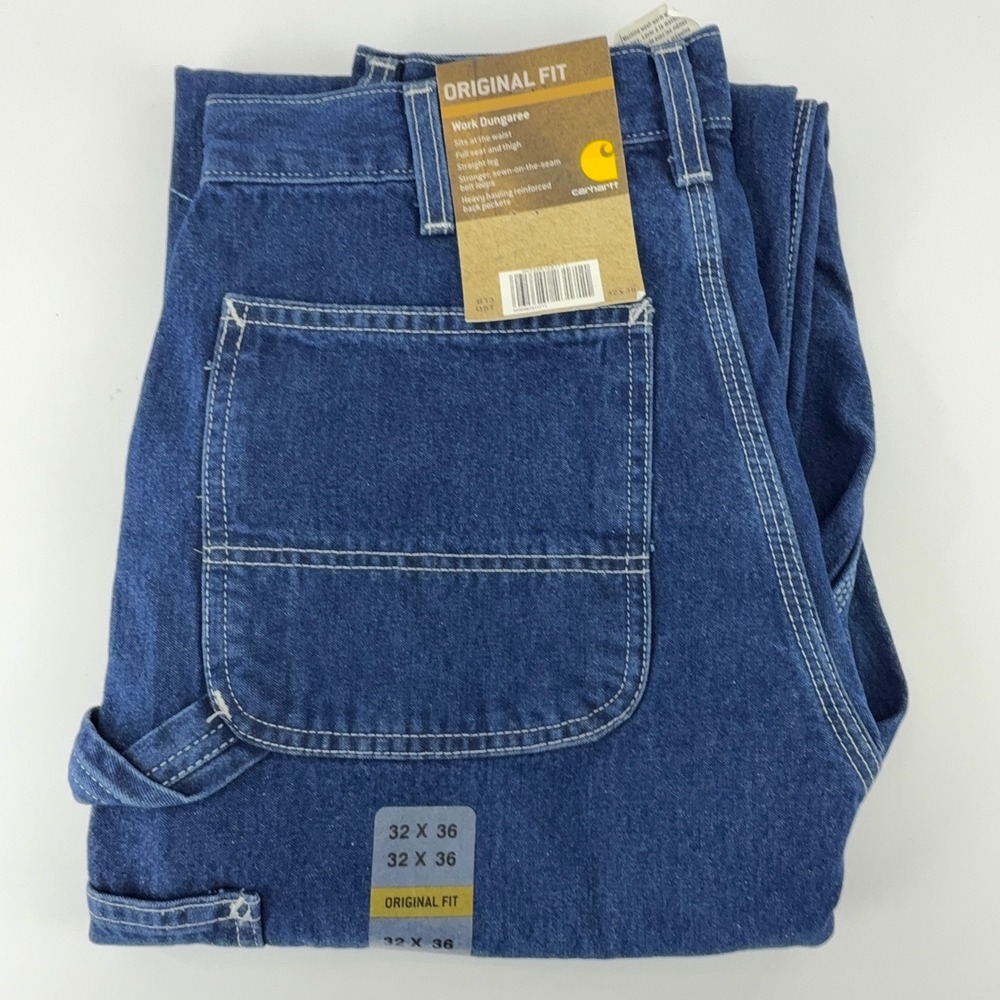 Carhartt Work Dungaree Denim Jeans Mens 32x36 B13 DST Darkstone NWT NOS